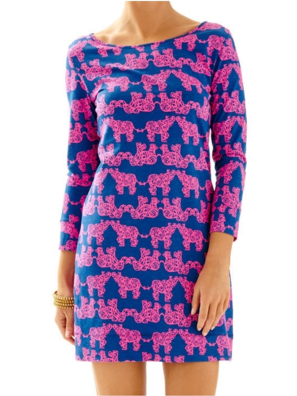 Lilly Pulitzer Blue and Pink Long Sleeve Shift Dress